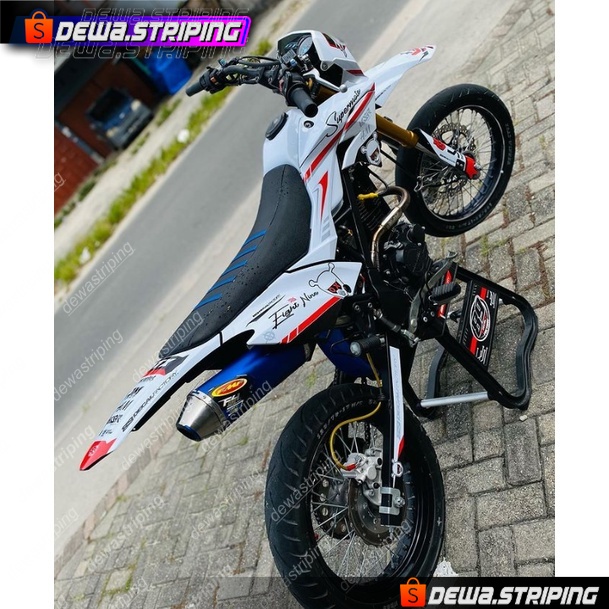 DECAL CUSTOM FULL BODY KAWASAKI DTRACKER DECAL DTRACKER SUPERMOTO PUTIH- JADILAH PEMBELI PINTAR