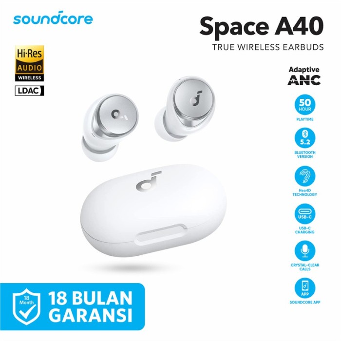 Earphone TWS Anker ANC Soundcore Space A40 - A3936 - Putih
