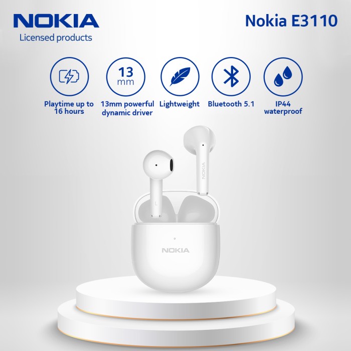 Nokia E3110 True Wireless Earbuds Bluetooth Earphone TWS HD - White