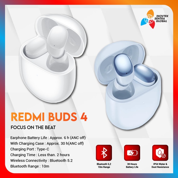 Mi Redmi Buds 4 / 4 Pro TWS Bluetooth Earbuds Earphone Garansi Resmi - BUDS 4 WHITE