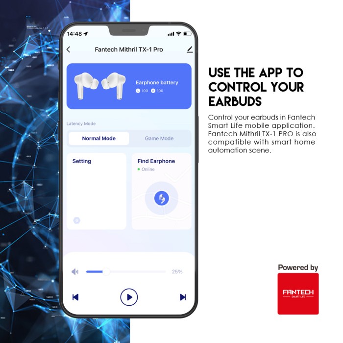 Terlaris ✨-Fantech TWS MITHRIL TX1 PRO Gaming Mode Low Latency Earphone TX1-PRO - Putih