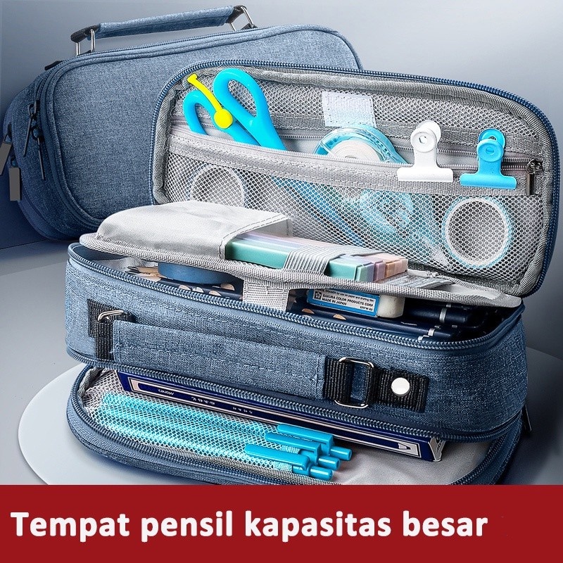 

tas pensil, kapasitas besar, lima lapis alat tulis terbuka ganda, sederhana, penting untuk sekolah menengah pertama, tas kanvas bernilai tinggi, anak laki-laki-cakivskl6z