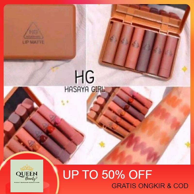 QB2 [isi 6 pcs] Hasaya Girl Mini LipstickNude Series (dapat 1 set + kaca) | Lipstik Hasaya isi 6