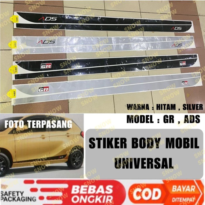 Stiker Body Samping GR ADS Agya Ayla Mobil Universal Hitam Silver - GR, Hitam