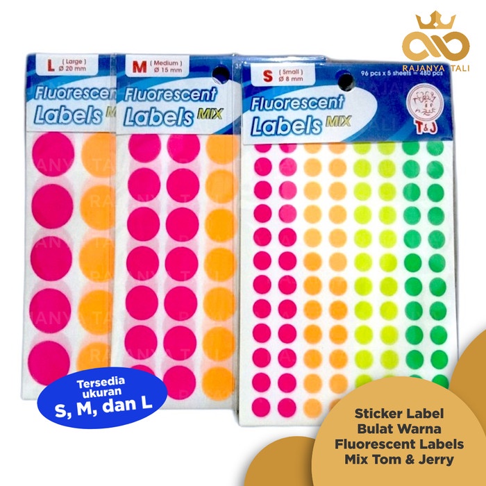 

Sticker Label Bulat Warna/ Fluorescent Labels Mix Tom & Jerry