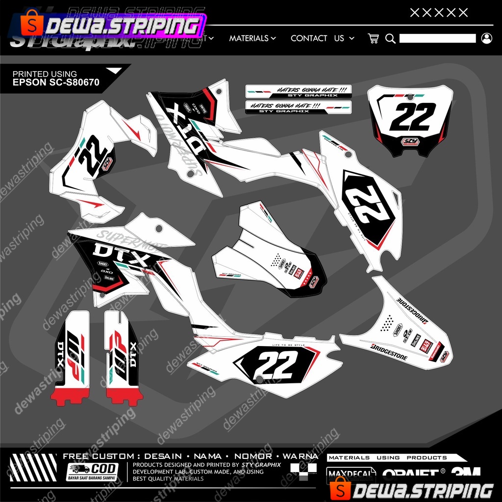 DECAL DTRACKER PUTIH HITAM CUSTOM NOMOR DAN NAMA- JADILAH PEMBELI PINTAR