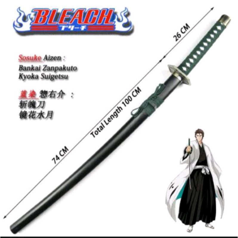 Katana Kayu AIZEN SOUSUKE kyouka suigetsu Anime Bleach 100cm cosplay