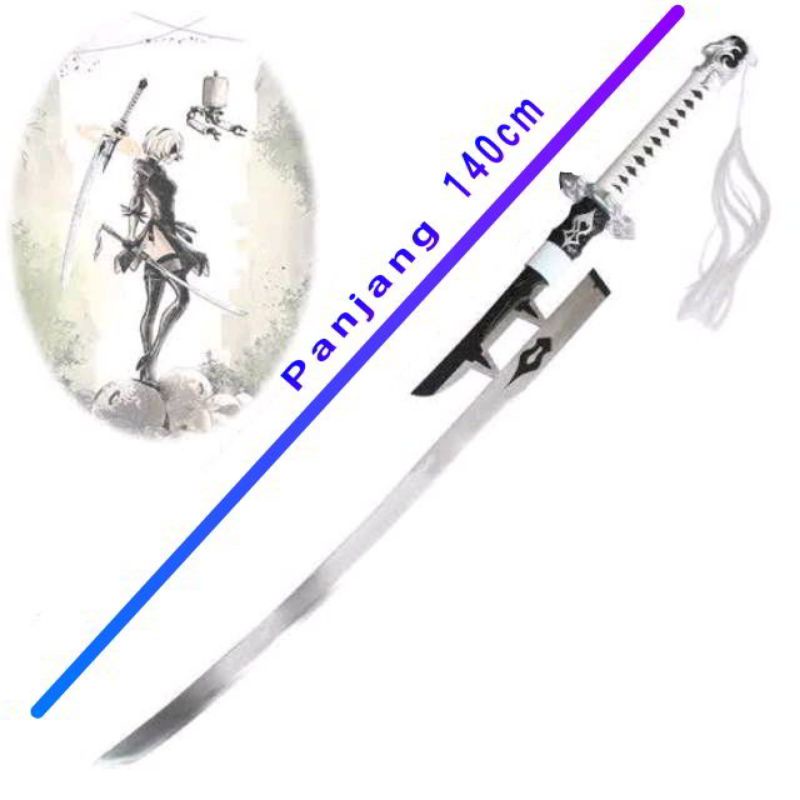 Katana Nier automata 140cm mainan kayu cosplay