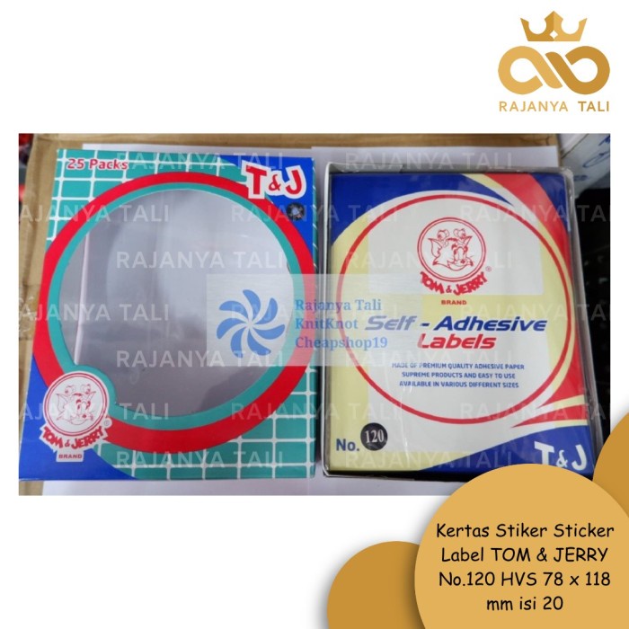 

Kertas Stiker Sticker Label TOM & JERRY No.120 HVS 78 x 118 mm isi 20