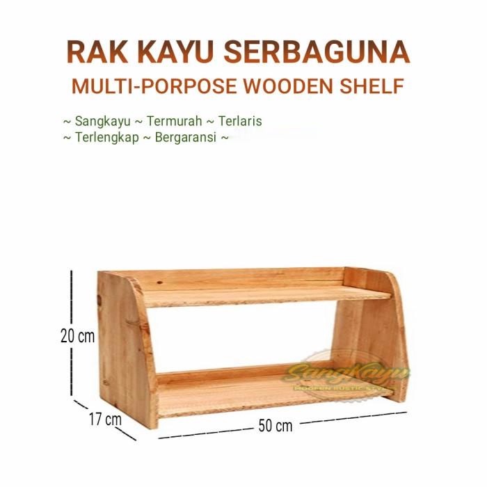 Rak kayu susun 2 tingkat rak bumbu rak dapur rak bunga rak buku dll - KAYU MAHONI