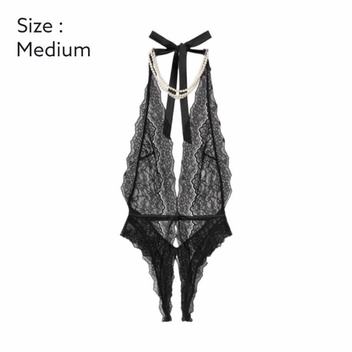 Victoria's Secret Very Sexy Unlined Lace & Pearl Ouvert Teddy - Black