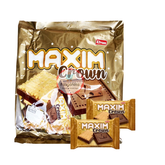 

Elvan Maxim Crown Chocolate Biscuit Biskuit Salut Coklat Isi 25 Pcs