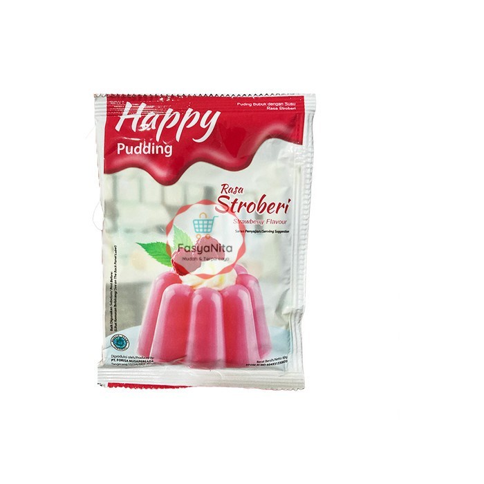 

Happy Puding Stroberi Cokelat 60gr Pudding Bubuk Susu - Strawberi