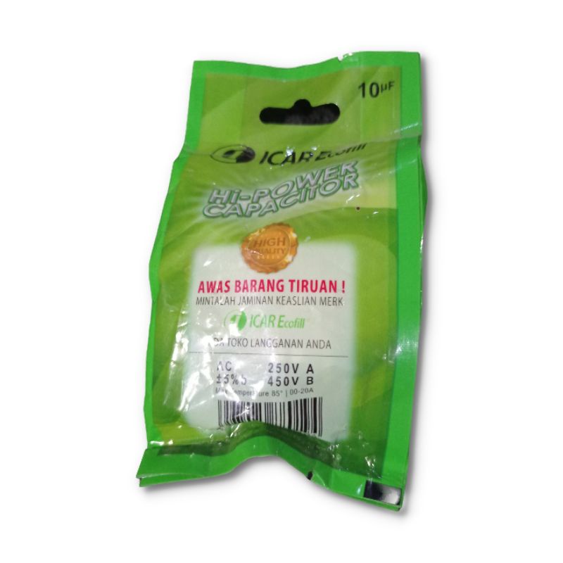 Kapasitor Kotak ICAR Ecofill 10UF / 10 UF / 10 Mikro