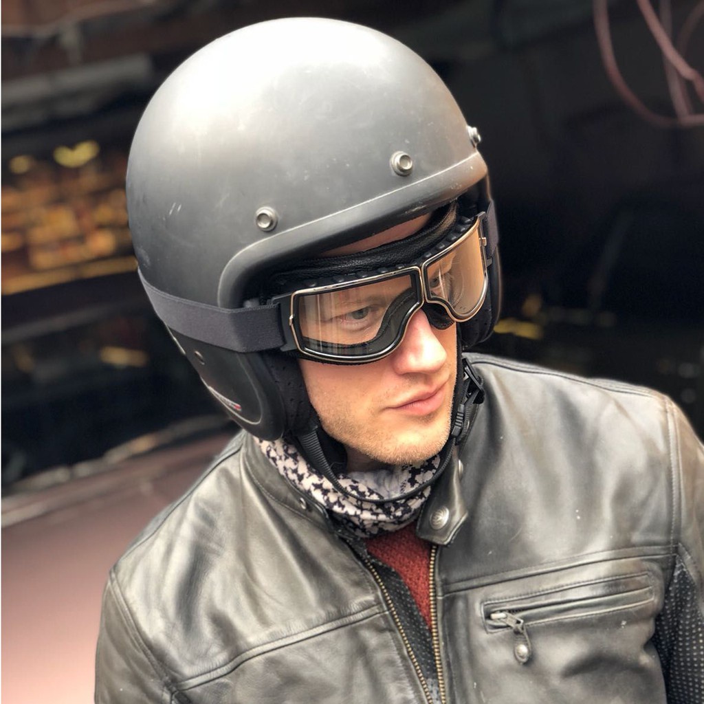 Helm Helem Motor Bogo Pria Wanita Cowok Cewek Dewasa Keren SNI Helmet Klasik Kacamata Google Goggle 