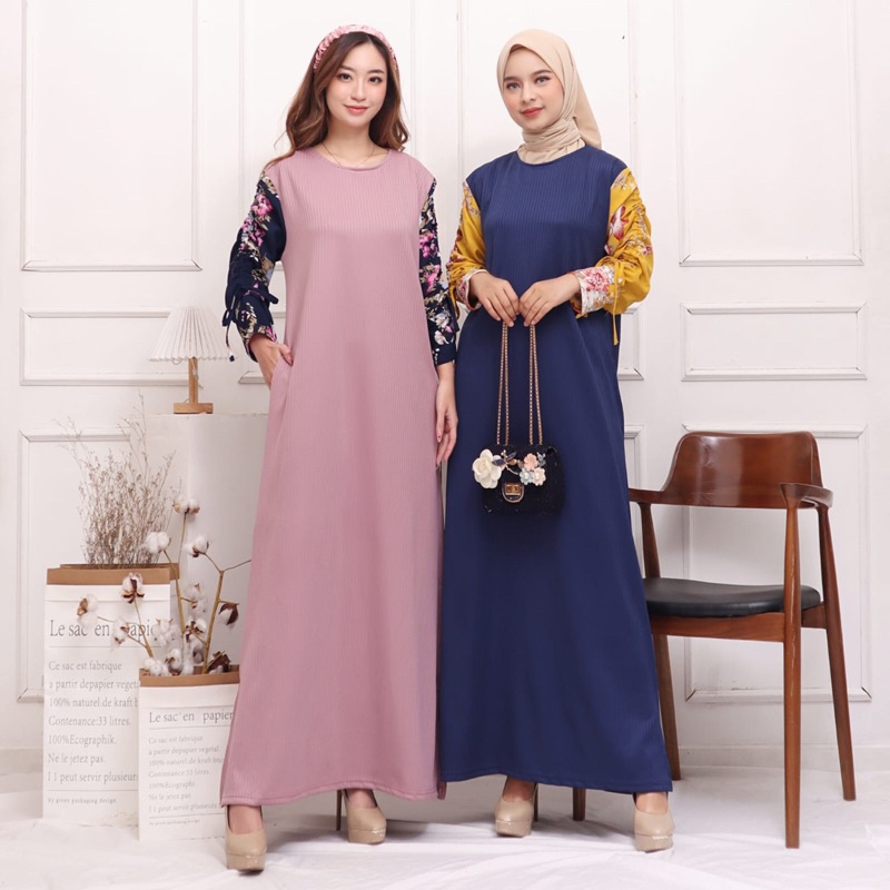 BAJU KAOS ATASAN WANITA KEKINIAN GAMIS DELIA TANGAN BUNGA BAHAN  DANBALL    PGMTA KEREN ORIGINAL PRE