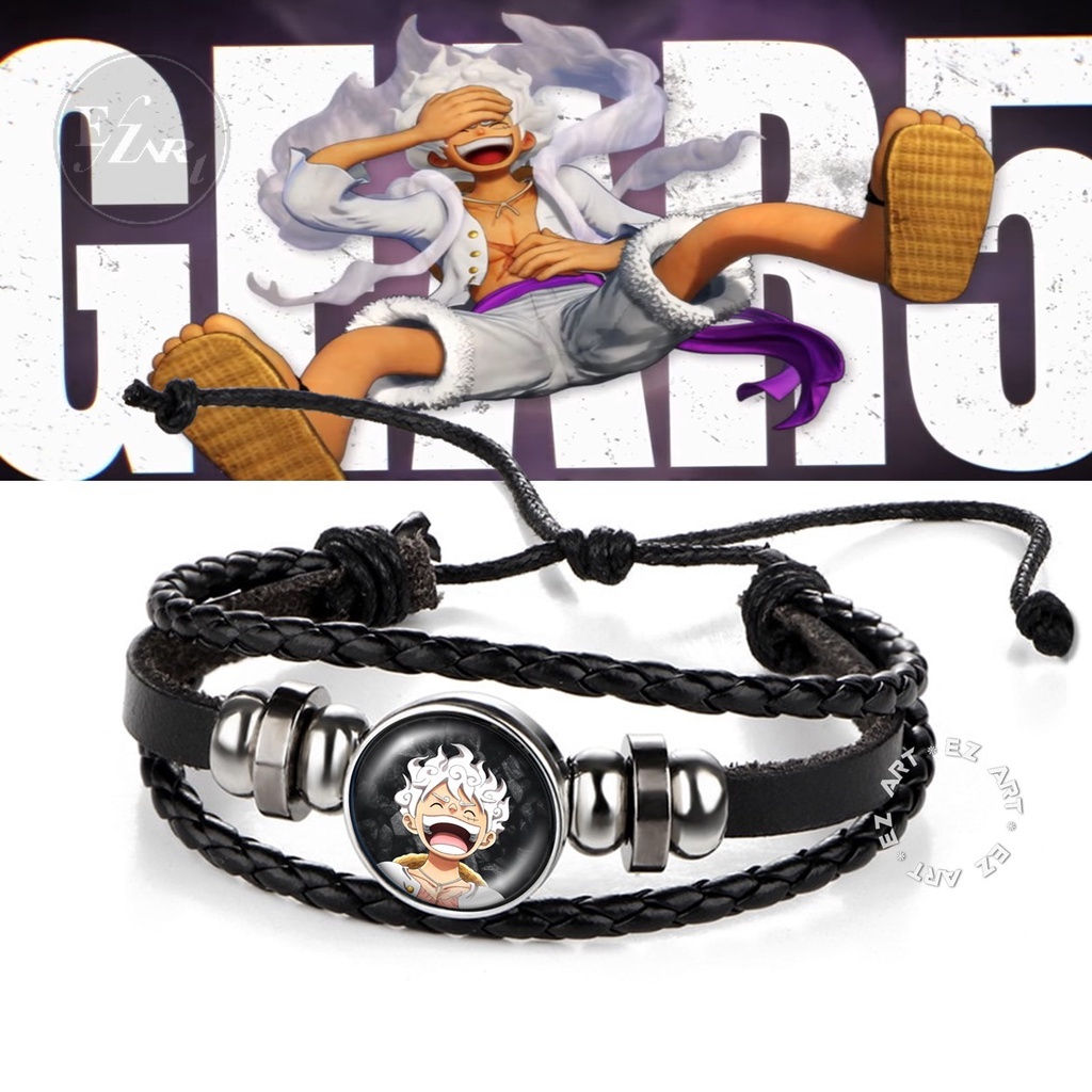 [EZArt] Gelang Edisi Luffy Gear 5 Anime One Piece Keren Tali Kulit Kepang Multilayer