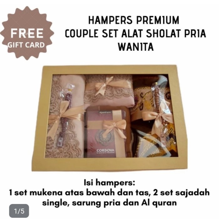 

HAMPERS PREMIUM COUPLE SET MUKENA SILKY ARMANI SARUNG SAJADAH QURAN - tanpa al quran