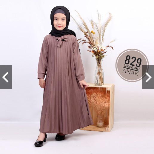 BAJU GAMIS BUSANA MUSLIM ANAK PEREMPUAN TERBARU KEKINIAN BD 829.C   PLISKET POLOS REMPEL SD KECIL  I