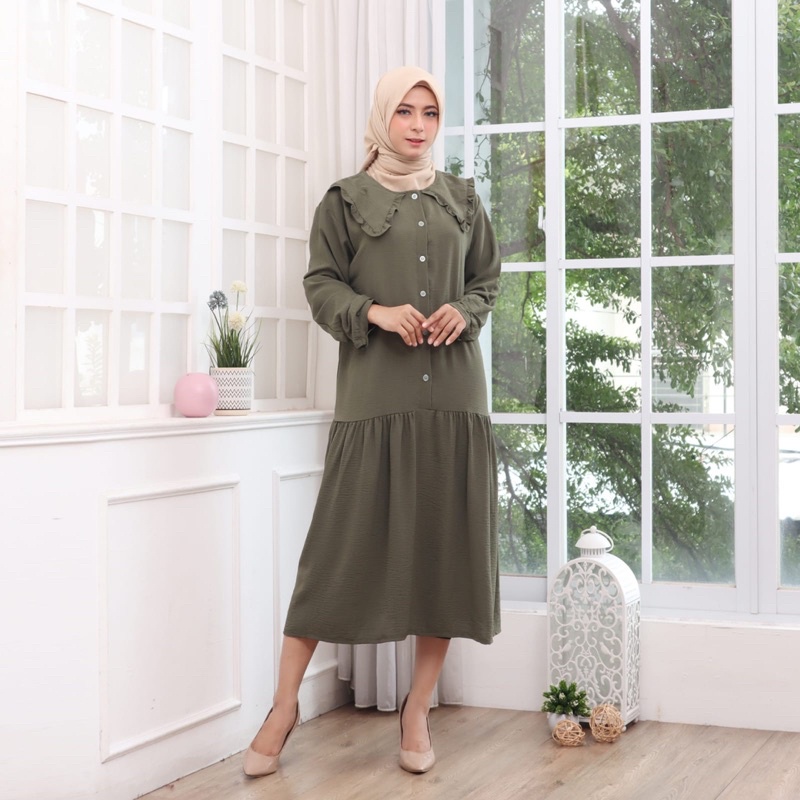 BAJU DRESS ATASAN WANITA TERBARU KEKINIAN 351 MIDI  CRINKLE JUMBO XXL BIGSIZE MUSLIM POLOS RAYON  PG