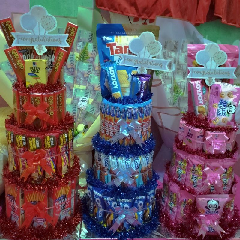 KUE SNACK TART TOWER TIGA TINGKAT KUE ULANG TAHUN SNACK