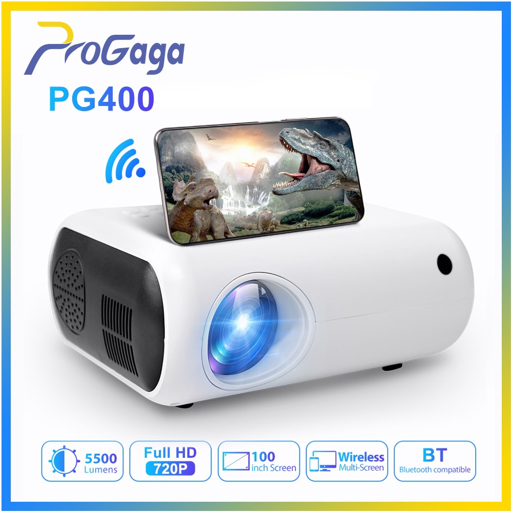 Proyektor Mini WIFI, proyektor  rumah HD 720P 5500 Lumen kompatibel  Bluetooth, proyektor Video Smar