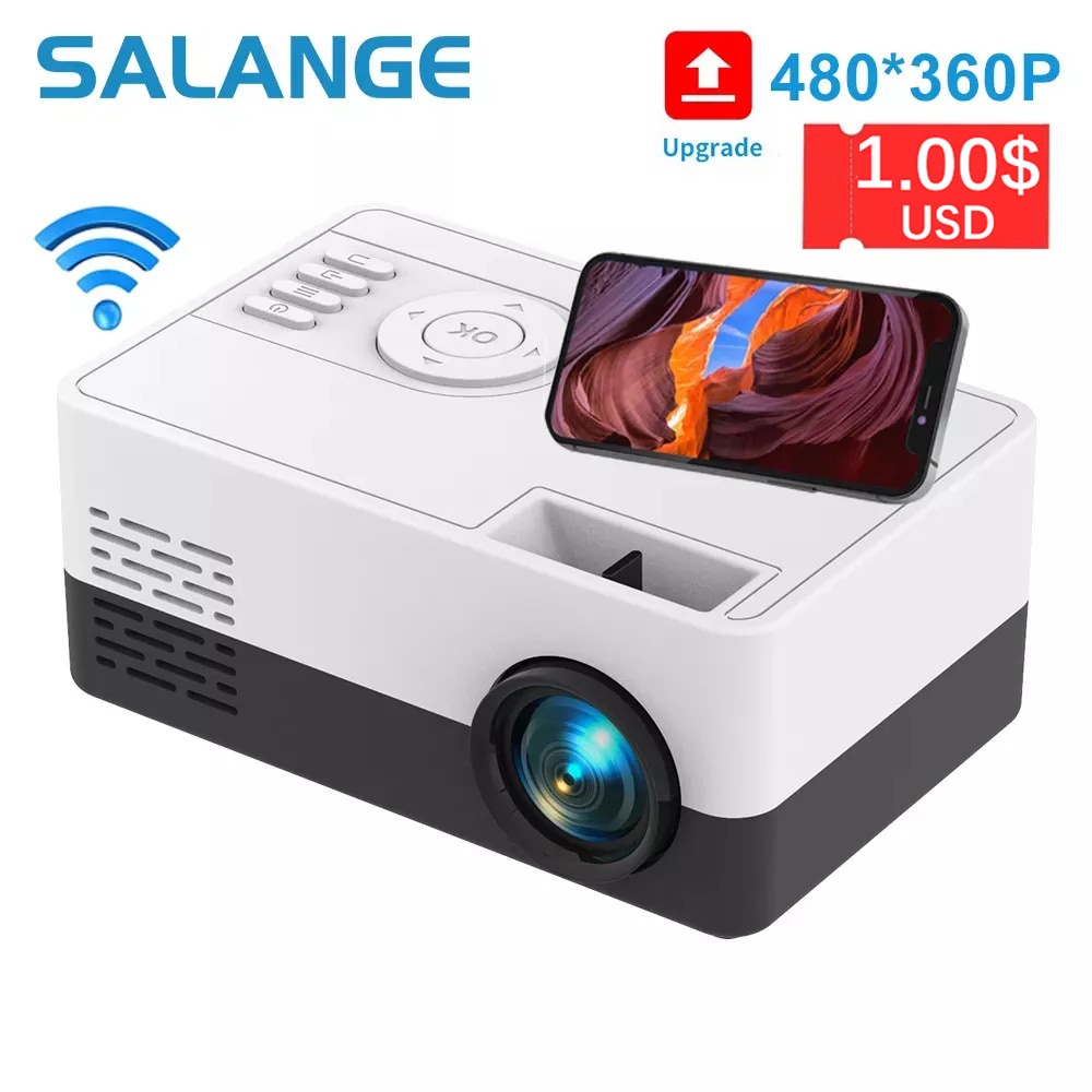 Salange Proyektor Mini J15 Pro, 480*360 Piksel Mendukung 1080P HDMI USB Mini Beamer Multimea Pemain 