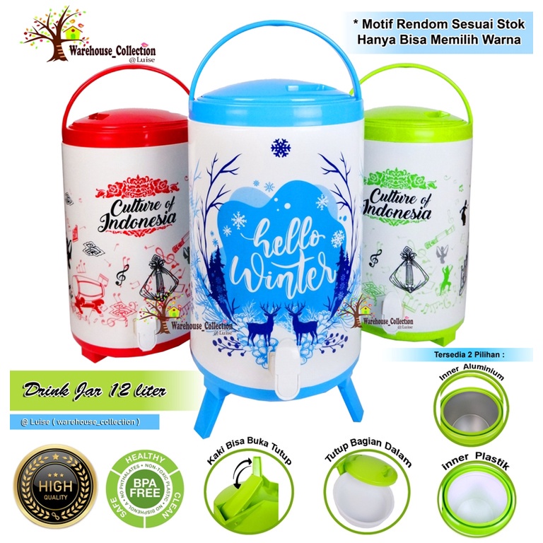 DRINK JAR  12 LITER ROMA GLOBAL EAGLE / TEMPAT AIR MINUM / TERMOS AIR PANAS DINGIN