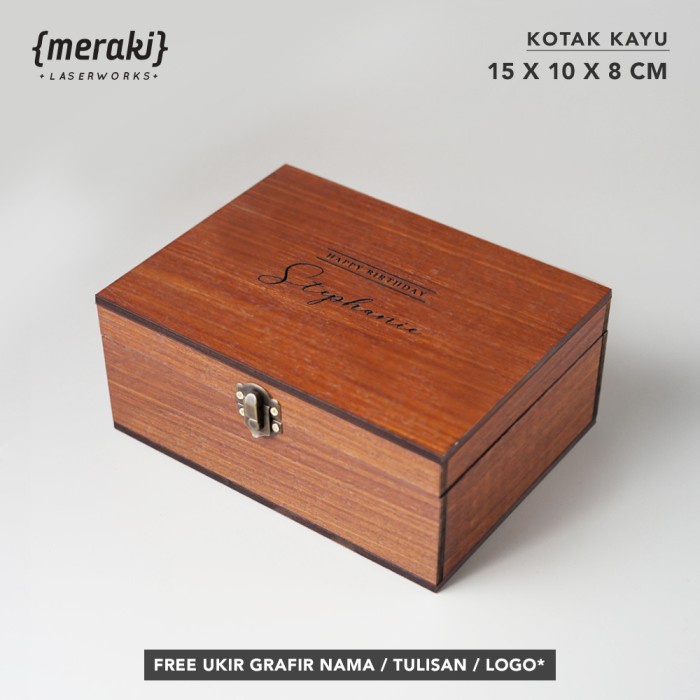 

Kotak Kayu 15x10x8 Engsel / FREE CUSTOM NAMA TULISAN LOGO / Box Kayu Custom / Kotak Kado Kayu Wooden Box Hampers Gift Box Hadiah