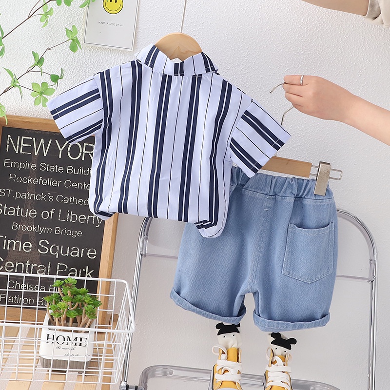 Sunstar29 - Set Kemeja Lengan Pendek Umur 1 2 3 4 5 6 Tahun Anak Cewek Murah Stelan HEM Anak Cowok