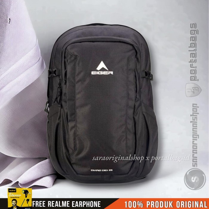 Eiger Diario Digi 25L Laptop Backpack Daypack Tas Punggung - Original - Hitam