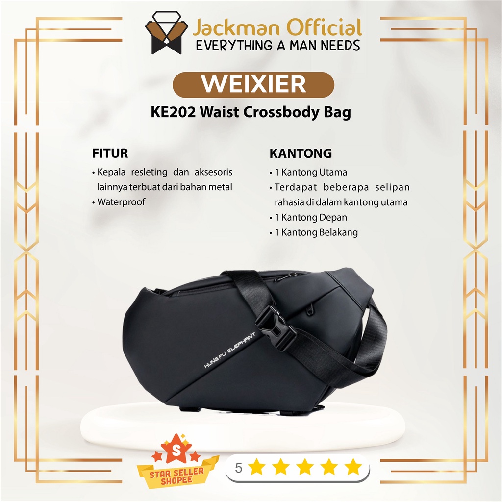 JACKMAN KE202 Waist Crossbody Bag - Tas Selempang Pria Kungfu Elephant
