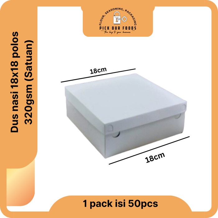 Dus Nasi Kotak 18x18 Duplex Putih | Dus Nasi Coklat Catering ukuran 18 | Box Nasi Isi 50pcs
