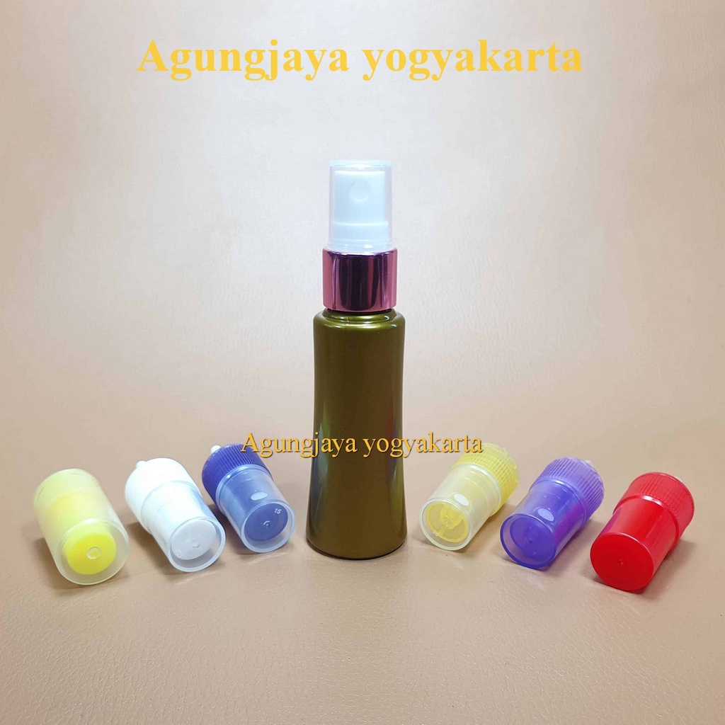 Botol 40 ml Boston Round Emas Tutup Spray / Botol Plastik / Botol Spray / Botol Face Mist / Botol Ha