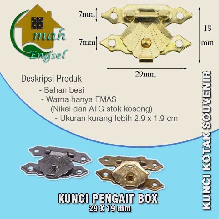 

Kunci Pengait Box 29 x 19 mm Gembok Kotak Kayu Hasps Lock Ecer