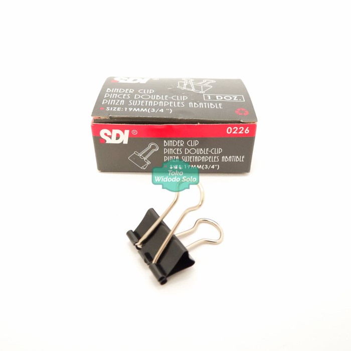 

Binder Clip SDI No 0226 3/4inch Metal Klip Penjepit Kertas 1 Pack