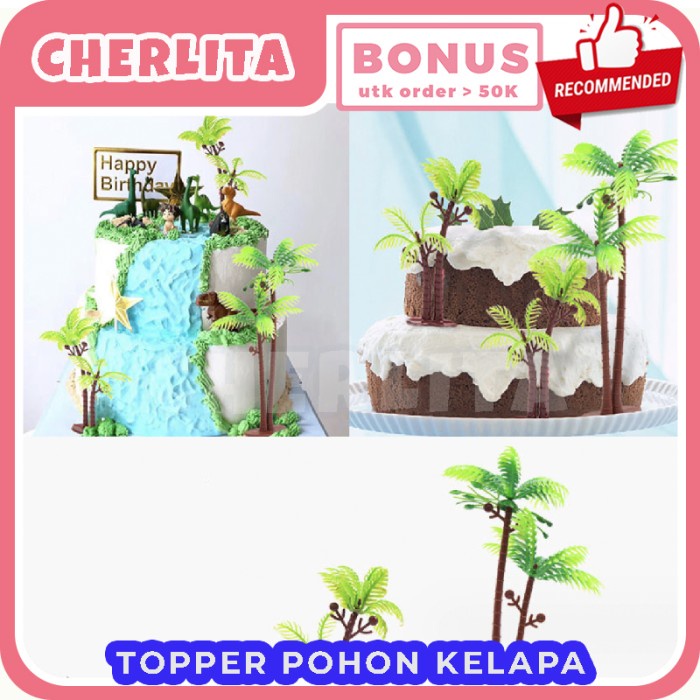 Topper Pohon Kelapa Hiasan Kue Ultah Cake Decoration Coconut Tree