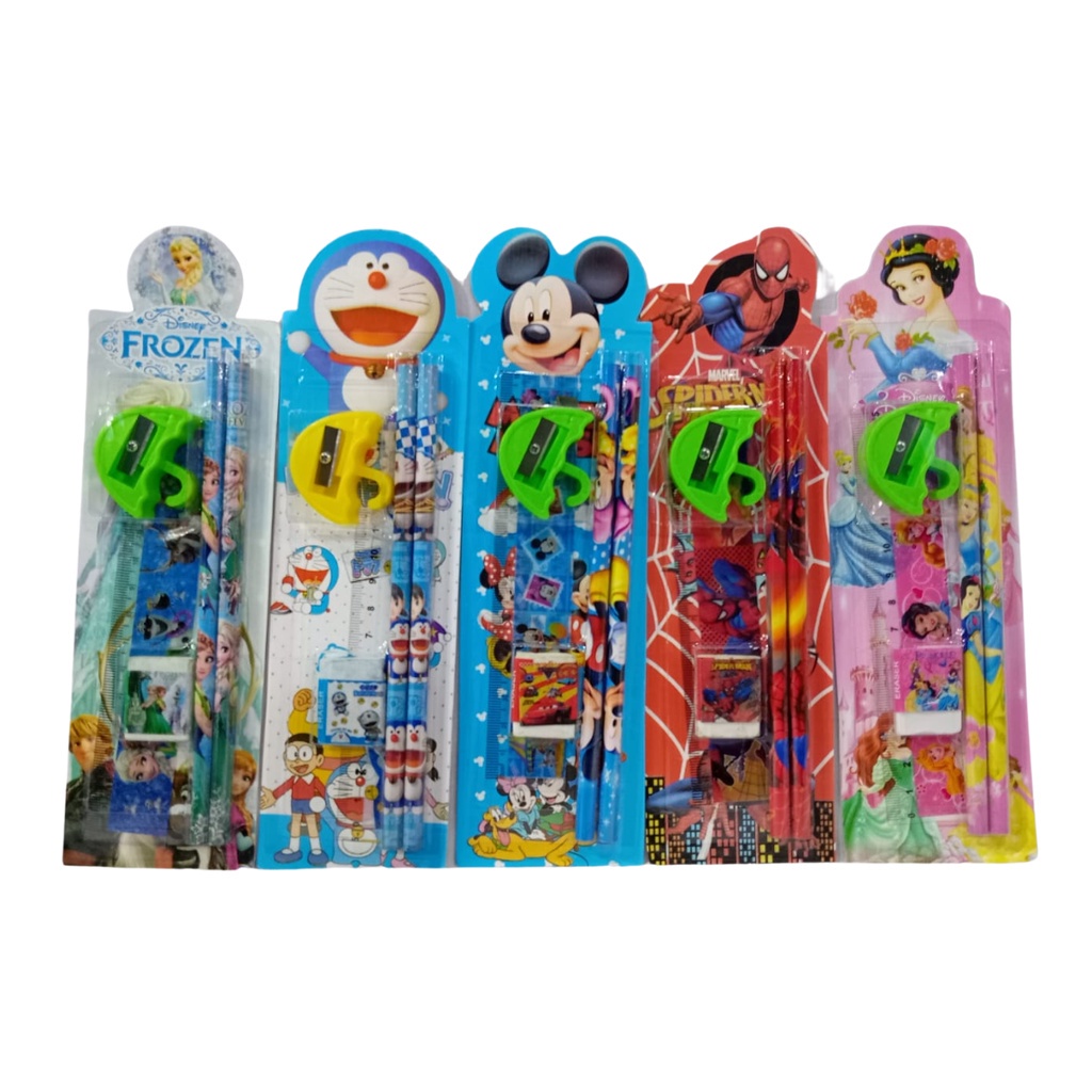 

Alat Tulis Sekolah Karakter Set 5In1 Paket Lengkap Peralatan Menulis Anak Pensil Penggaris Penghapus Rautan Bergambar Kartun Mini Stationery Set Character 5 in 1