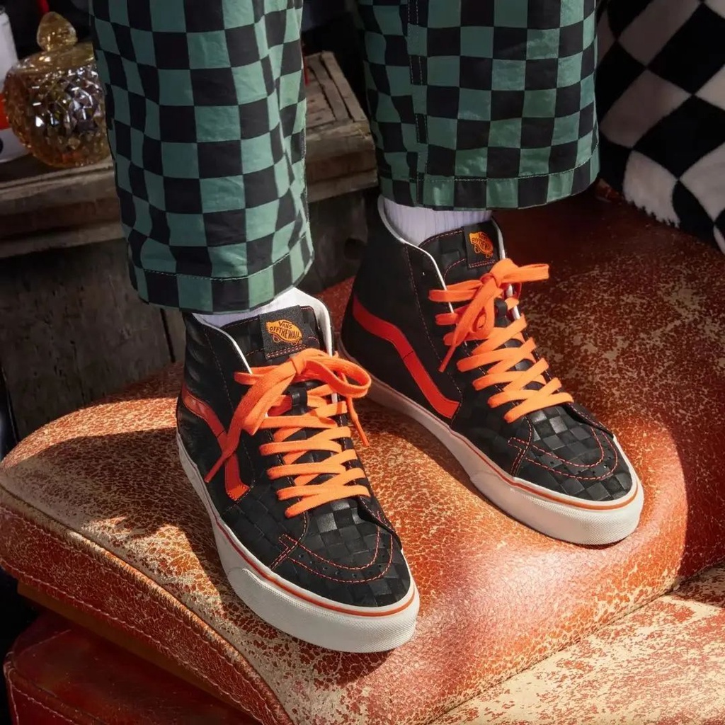Sepatu Sneakers Pria VANS Sk8 High X Miro & Wujo Black Orange Original VN0A4BVTY8J