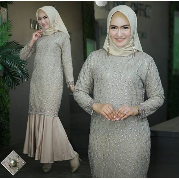 Sonia Dress I Promo Baju Gamis Mutiara Tulle Dress Brukat Gamis Muslim Terbaru Best Seller Shopee Pr