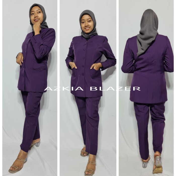 [[ PROMO MURAH ]] Seragam kerja wanita ungu tua,seragam set blazer kantor azkia blazer - Ungu tua CL