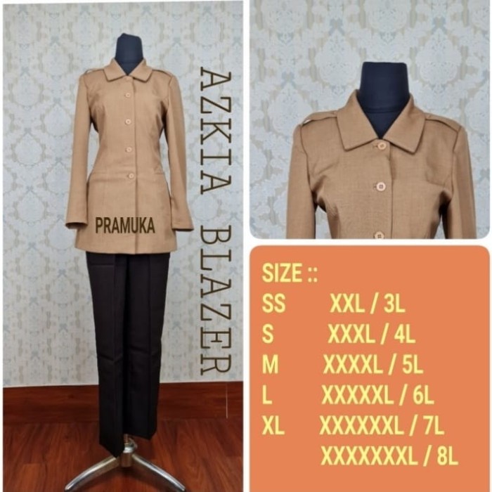 [[ PROMO MURAH ]] Stelan Blazer PNS Baju Seragam Pramuka Guru Wanita Terbaru - Set Celana, XS