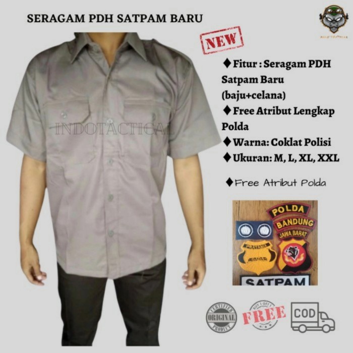 [[ PROMO MURAH ]] Seragam Satpam Baru PDH Free Atribut Lengkap Polda pluss Nama Pemesan - M