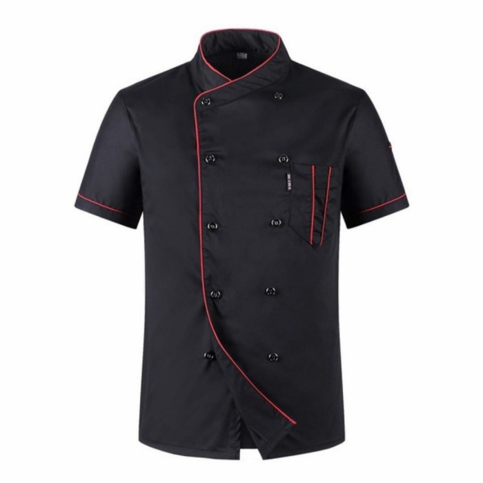 [[ PROMO MURAH ]] Seragam Chef Seragam Koki Baju Koki Chef Lengan Pendek Original - Hitam, M