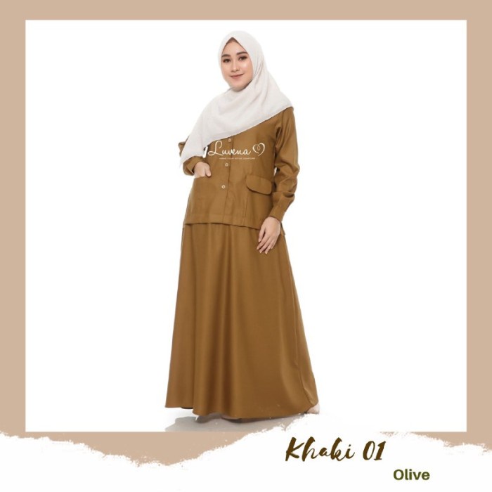 [[ PROMO MURAH ]] SERAGAM DINAS PNS KHAKI TUA 01 Luvena baju dinas wanita baju pns - Khaki olive 01,