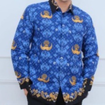[[ PROMO MURAH ]] BAJU KORPRI TERBARU 2022 SERAGAM BATIK KORPRI PRIA KERAH HITAM - S, C50S