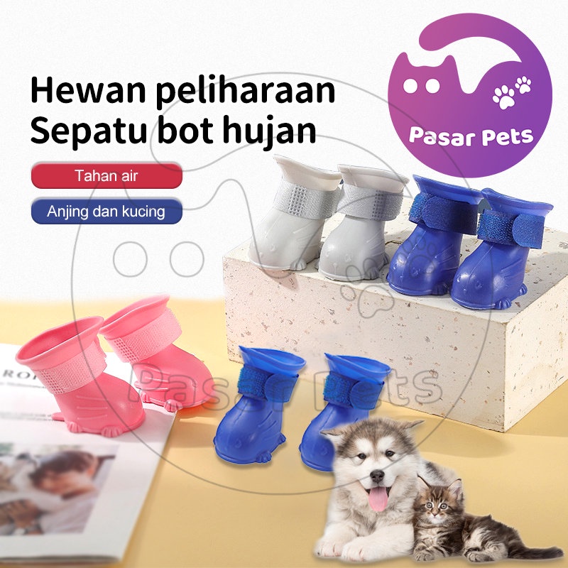 Sepatu Anjing 4 Pcs Sepatu Kucing Murah Karet Anti Air Kostum Hewan Pet shoes