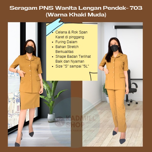 [[ PROMO MURAH ]] Seragam PNS Wanita Lengan Pendek 703 Seragam Pemda Seragam Guru Wanita - Rok Span7