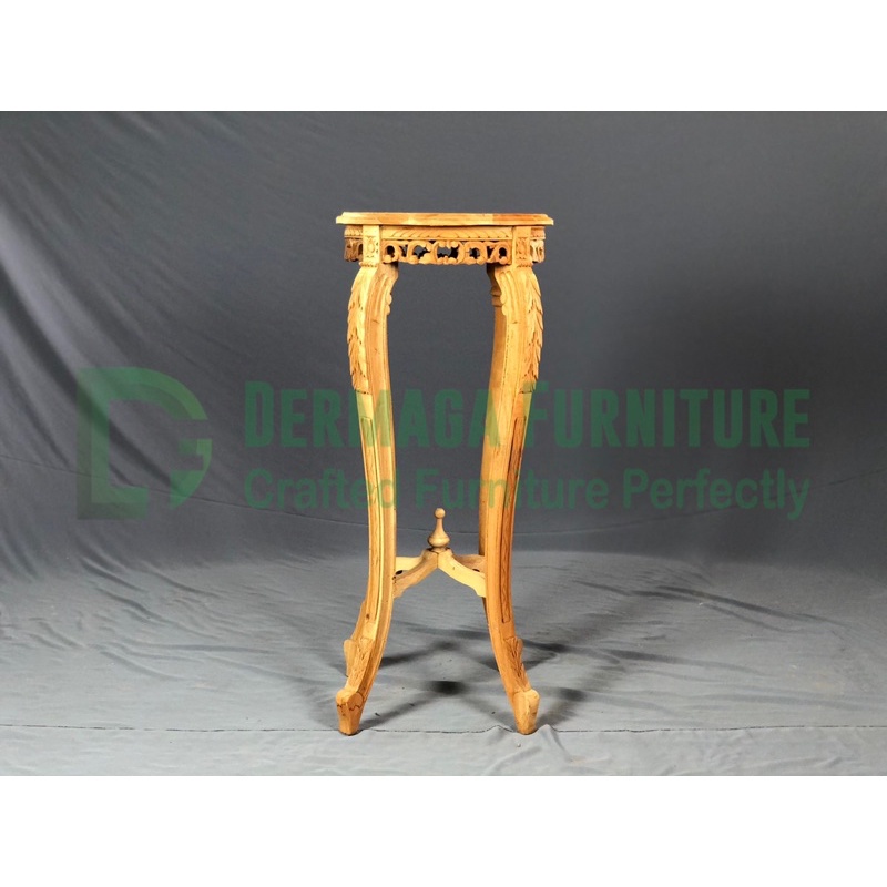 MEJA MARBEL TINGGI UKIRAN KAYU MAHONI MEJA SUDUT MEJA VAS DEKORASI PELAMINAN TERMURAH KARYA MEBEL JA