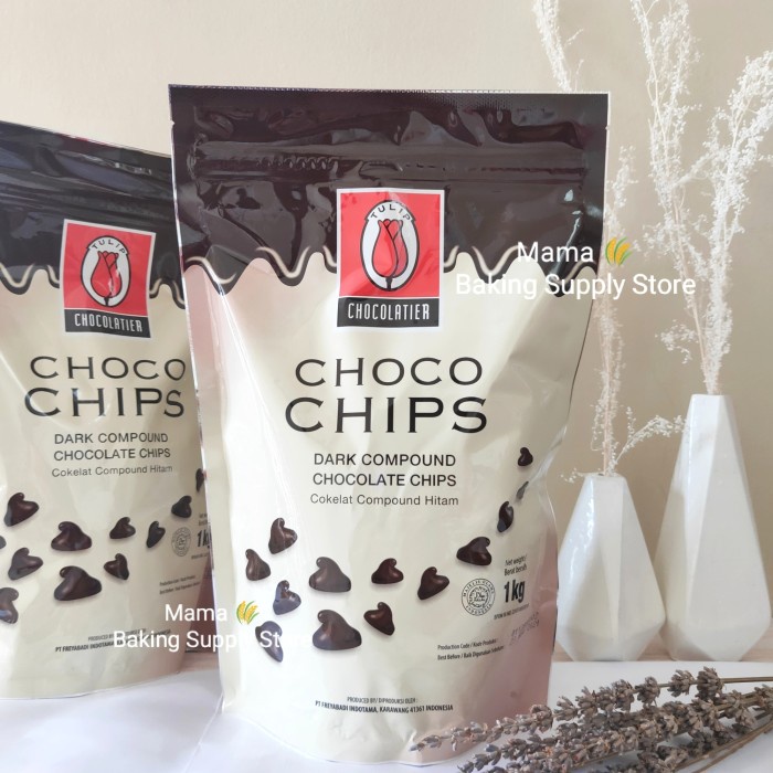 

BEST SELLER TULIP Dark Compound Choco Chocolate Chip Chips Tulip 1 Kg BUKAN REPACK